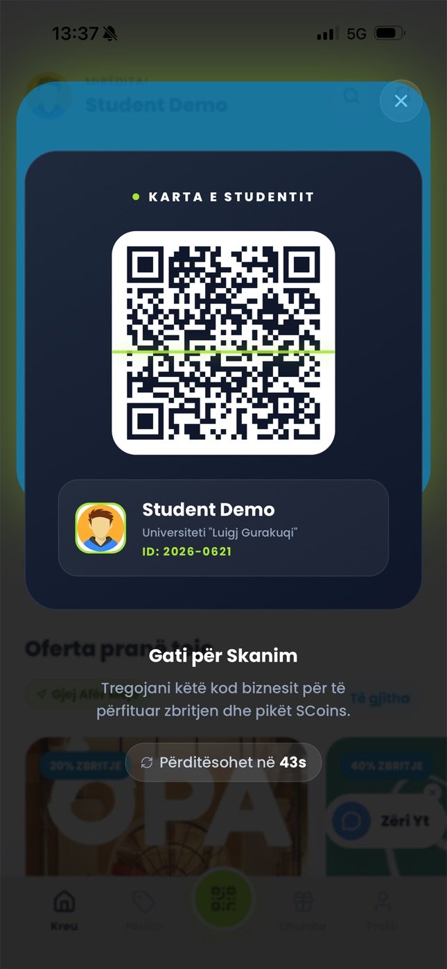 Digital student card with a QR code ready to scan